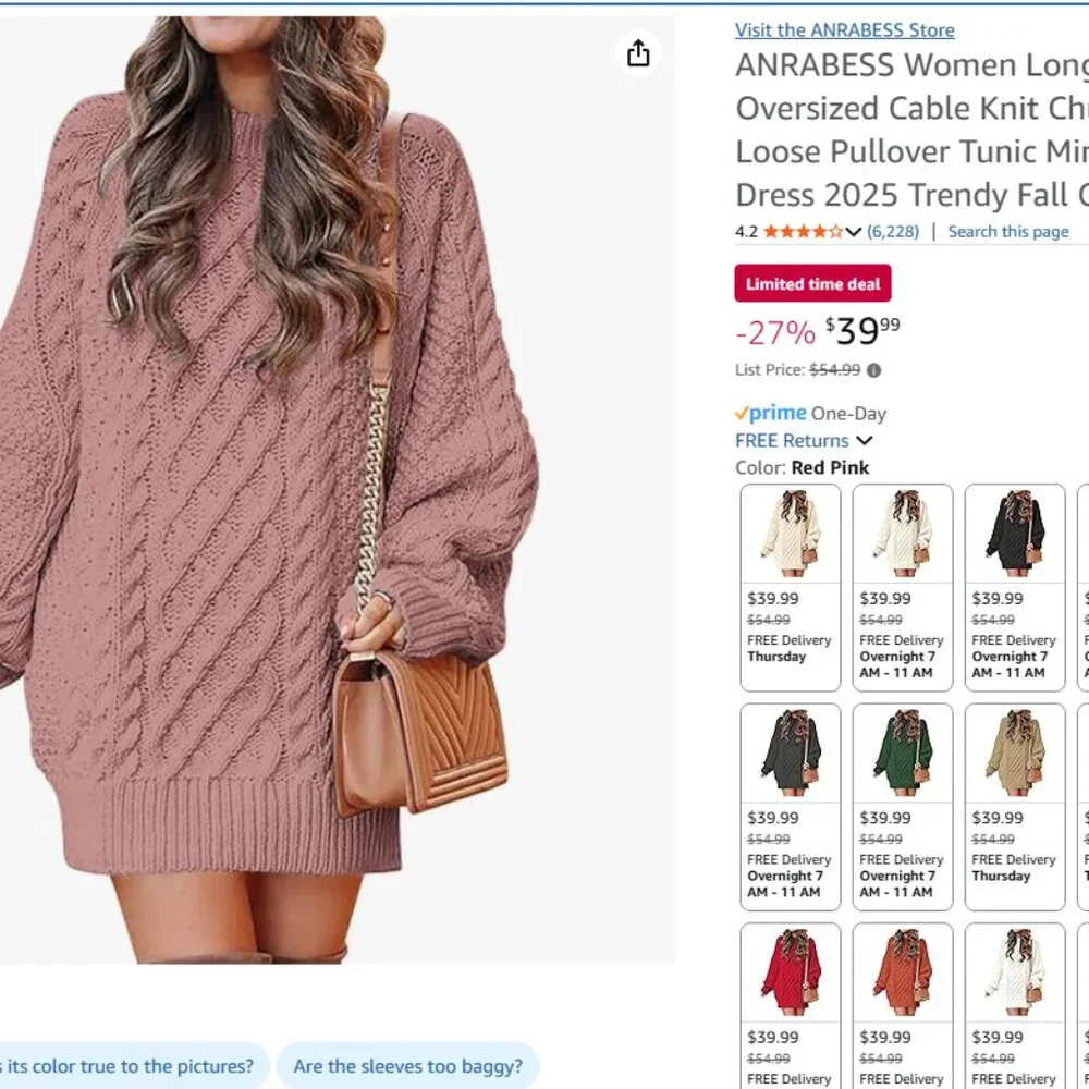 Pink Sweater Dress - Picture 1 of 1